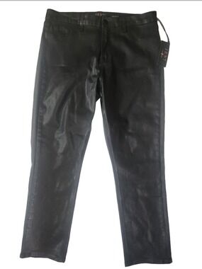 Jen7 by 7 For All Mankind Coated Ankle Straight Leg Jeans in Black - Size 14